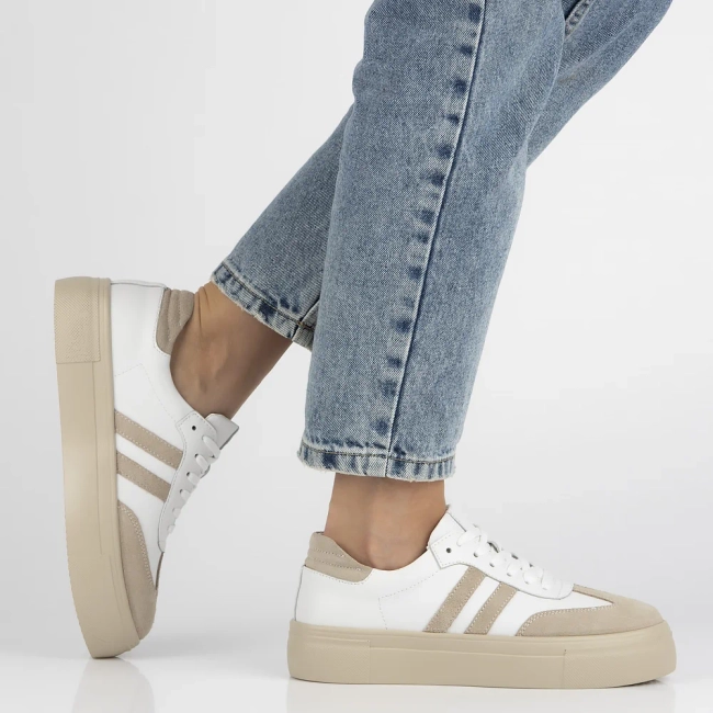 Leather sneakers Filippo DP6841/25 WH BE white