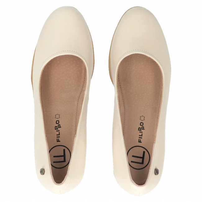 Skórzane półbuty na koturnie Filippo DP3521/24 BE beżowe