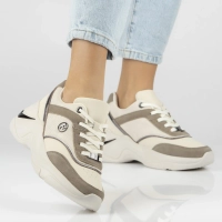 Skórzane sneakersy Filippo DP7766/26 WH BE biało-beżowe