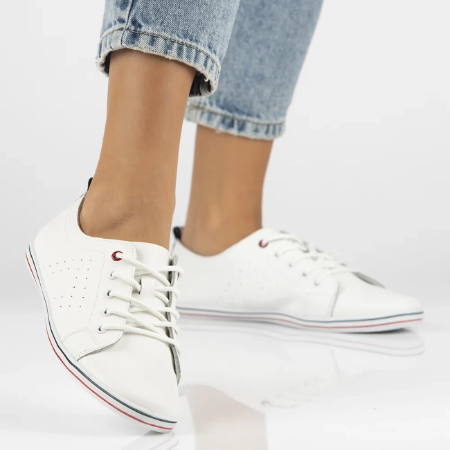 Skórzane półbuty Filippo DP073/25 WH białe