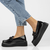 Skórzane półbuty na platformie Filippo DP4450/23 BK L  czarne