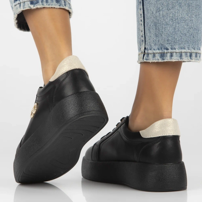 Leather sneakers Filippo DP6721/25 BK black