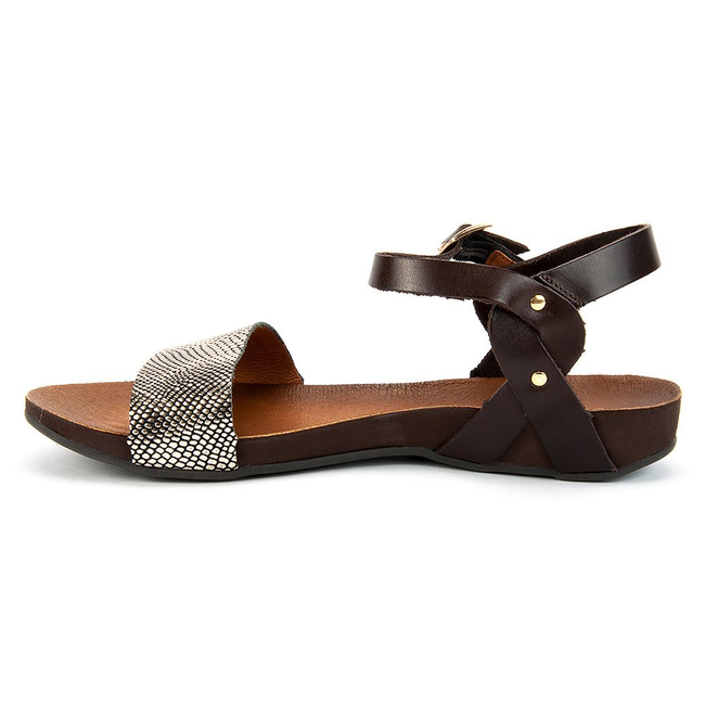 Sandały Lemar 40027 Bf. Czekolada + Kenia Złoto