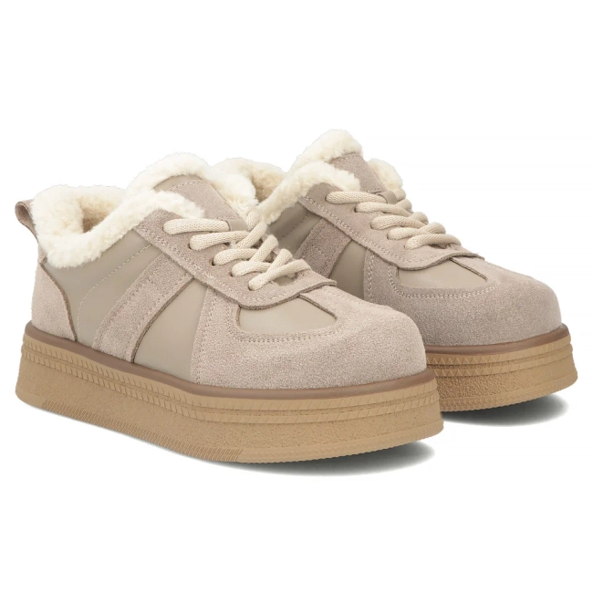Skórzane sneakersy Filippo DP7948/26 BE beżowe