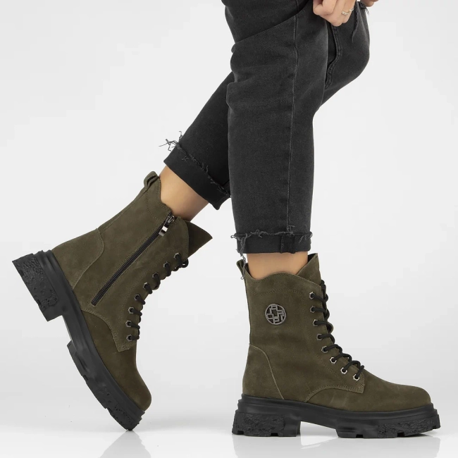 Leather ankle boots DBT6443/24 KH khaki