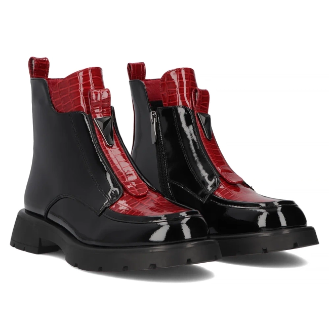 Leather ankle boots Filippo DBT6570/24 BK RD black