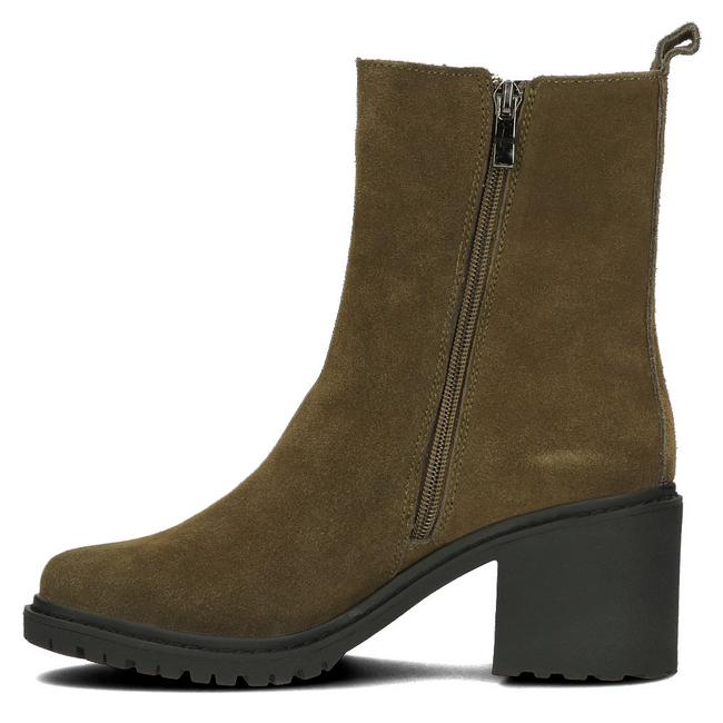 Skórzane botki na obcasie Filippo DBT4183/22 GR oliwkowe
