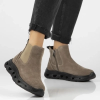 Skórzane botki na platformie Filippo DBT6346/24 TP taupe