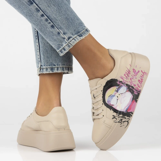 Leather sneakers Filippo DP6835/25 BE beige