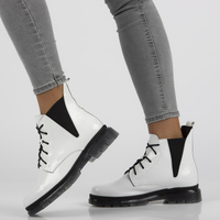 Leather ankle boots Filippo 60266 white lacquered