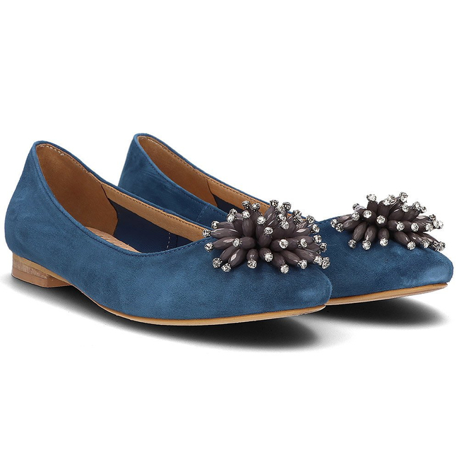 Zamszowe baleriny Alexio Giorgio 060 niebieskie