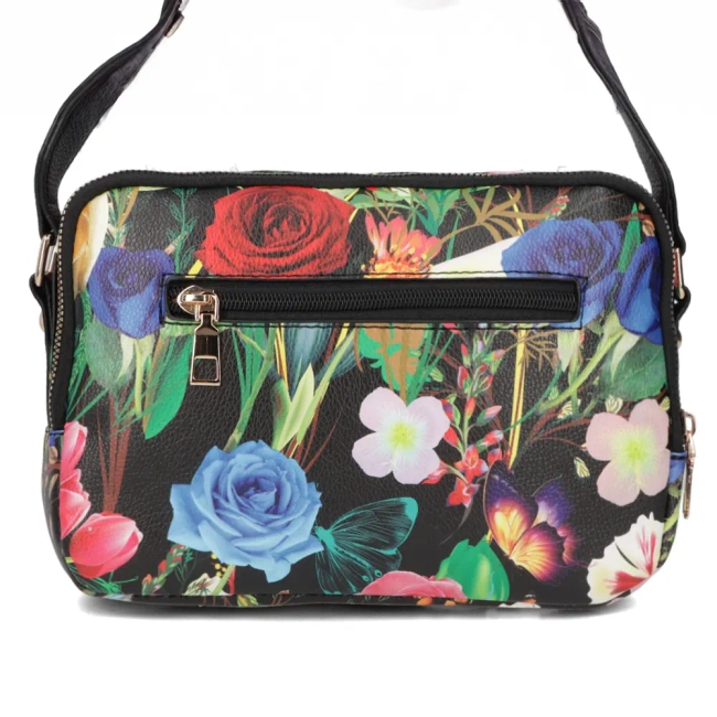Czarna torebka listonoszka flowers