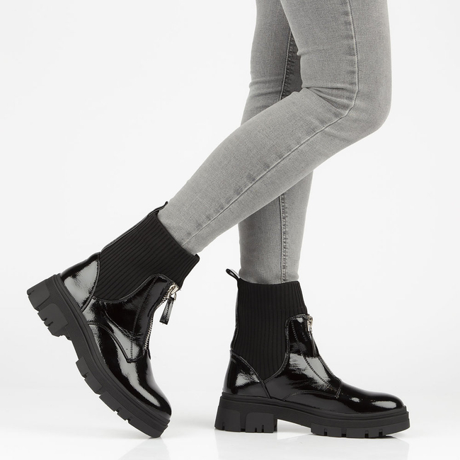 Botki Filippo CHC178 Czarne lakierowane