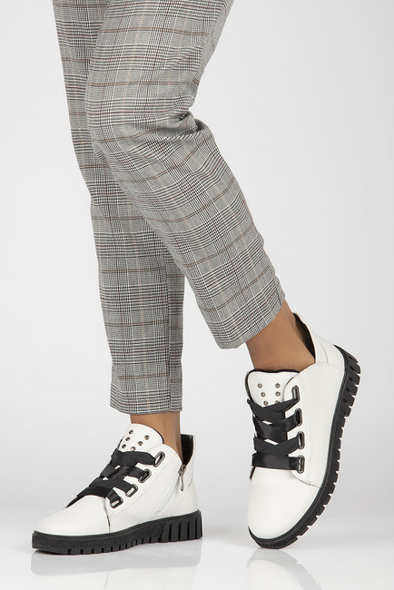 Skórzane trzewiki Filippo DBT3197/22 WH białe