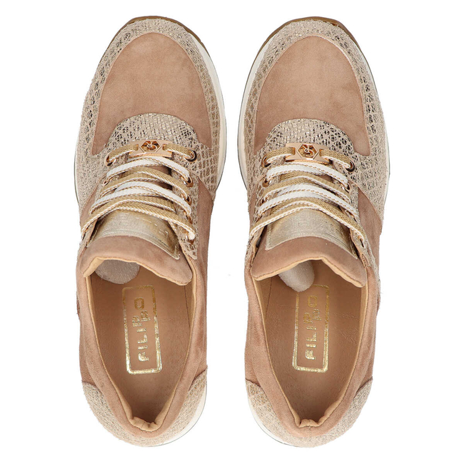 Półbuty Filippo 020 Beż A1/Złoty T1