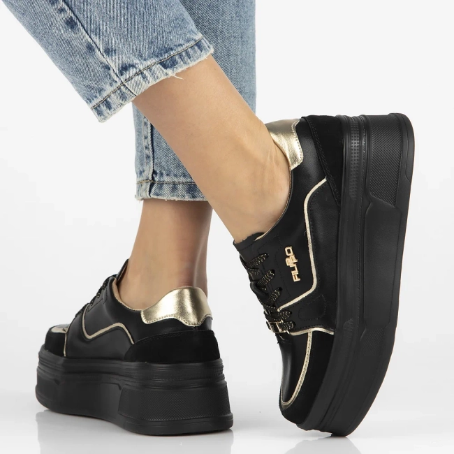 Leather sneakers Filippo DP6805/25 BK black