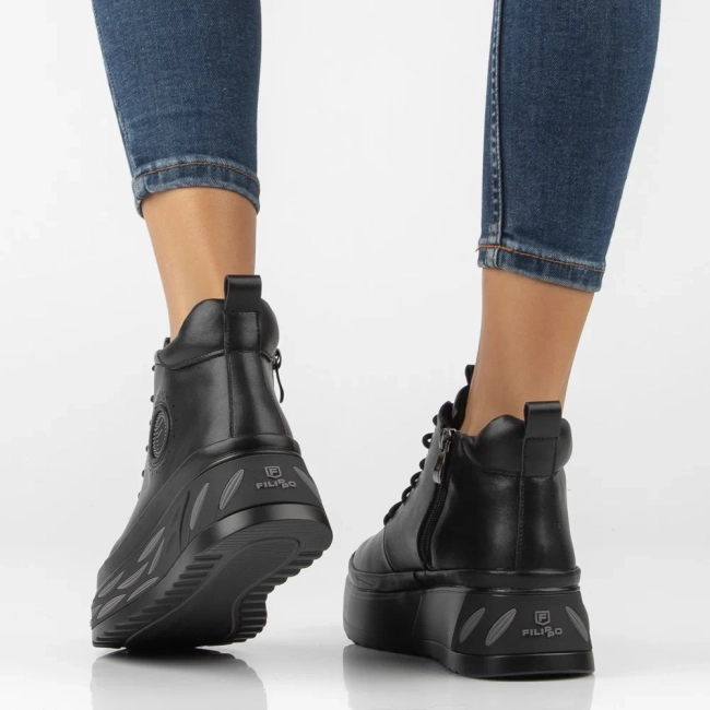 Leather platform ankle boots Filippo DBT8003/26 BK black