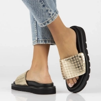 Skórzane klapki Filippo DK6150/24 GO złote