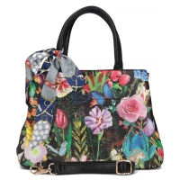 Messenger bag black flower elegance