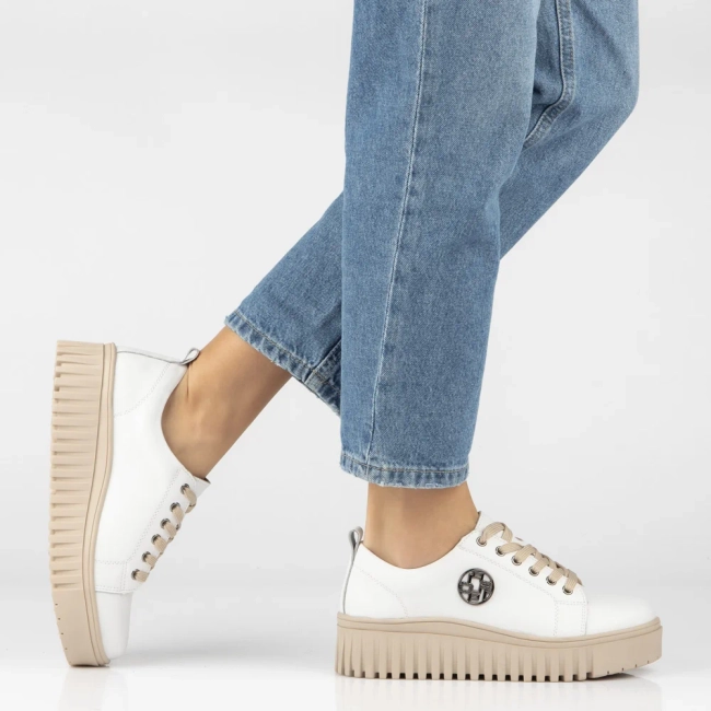 Skórzane sneakersy Filippo DP8271/26 WH BE białe