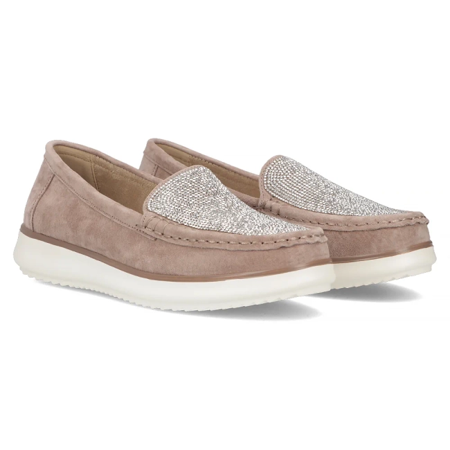 Skórzane mokasyny Filippo DP6759/25 BE beżowe