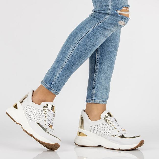 Leather sneakers Filippo 087D white gold