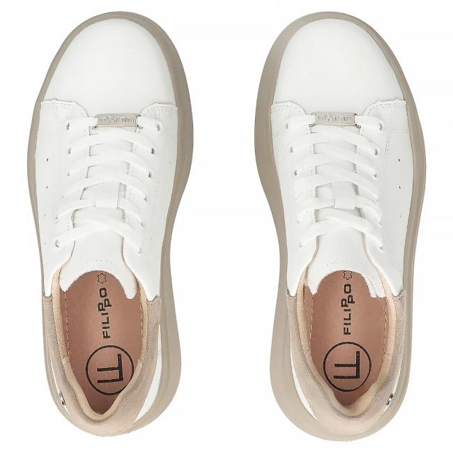 Leather sneakers Filippo DP7537/26 WH BE white-beige