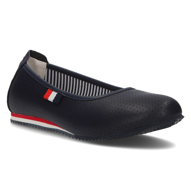Skórzane baleriny Filippo DP2171/21 NV granatowe