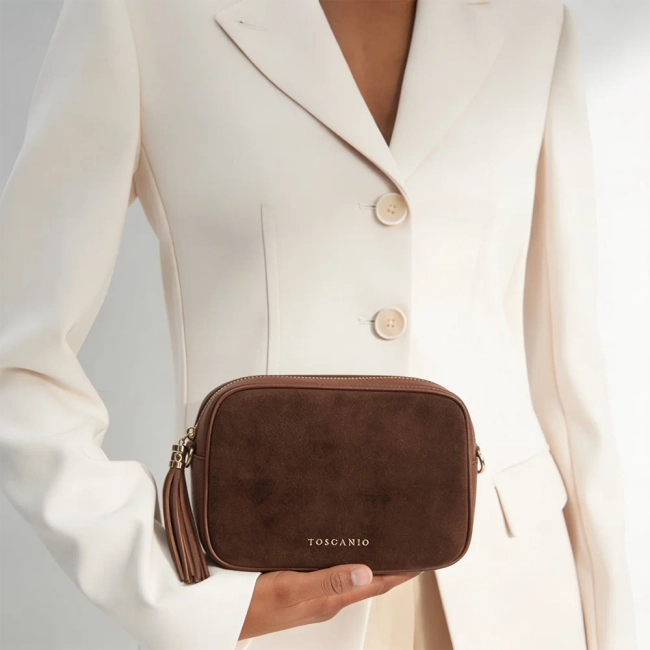 Brown leather handbag Toscanio G88