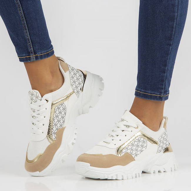 Sneakersy Filippo BB116 biało-beżowe