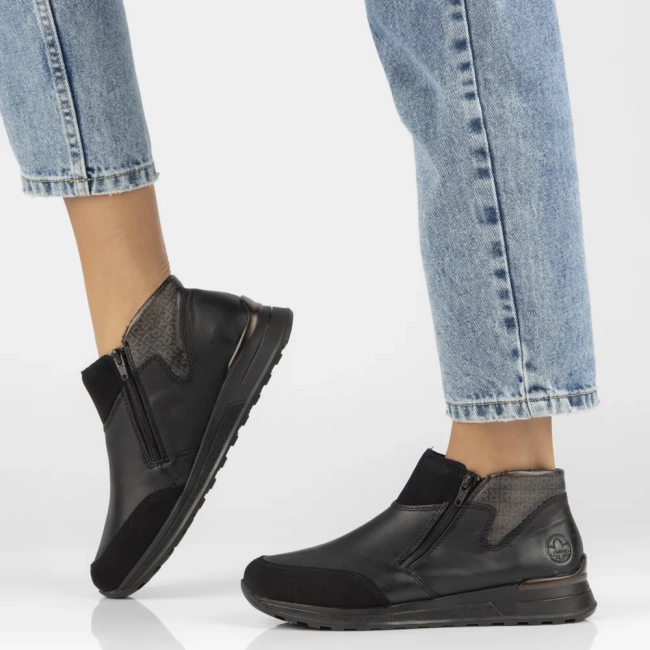 Skórzane sneakersy Rieker N1452-00 czarne