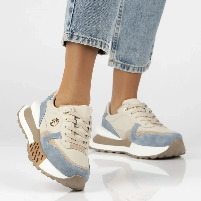 Skórzane sneakersy Filippo DP6733/25 BE BL beżowe