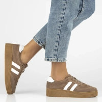 Skórzane sneakersy Filippo DP6776/26 BE WH brązowe