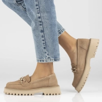 Skórzane półbuty na platformie Filippo DP4792/23 BE beżowe