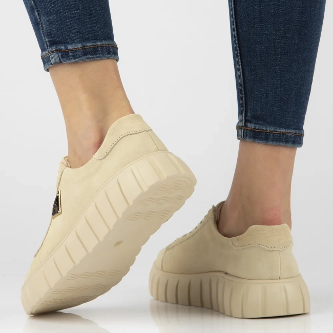 Skórzane sneakersy Filippo DP4138/24 BE beżowe