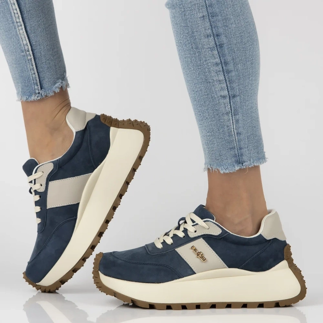 Skórzane sneakersy Filippo DP6785/25 BL niebieskie