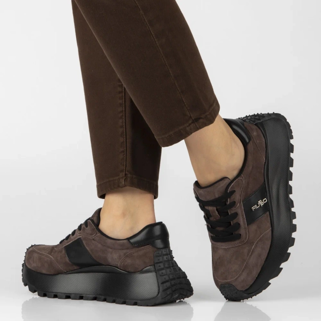 Skórzane sneakersy Filippo DP6785/26 D BR ciemnobrązowe