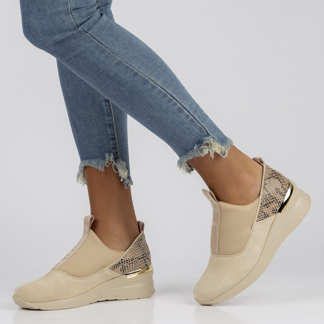 Skórzane Sneakersy Filippo DP1689/22 BE beżowe