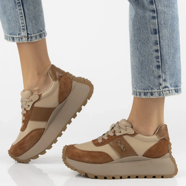 Skórzane sneakersy Filippo DP6785/25 BR BE brązowe