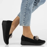 Skórzane półbuty na koturnie Filippo DP4563/24 BK czarne