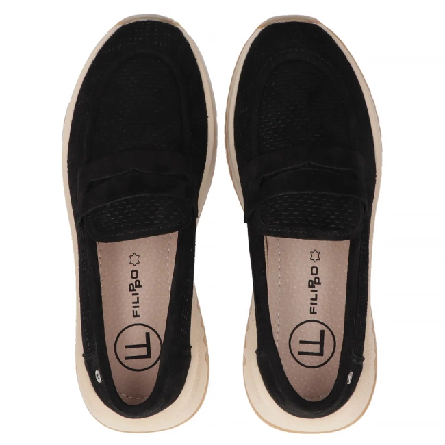 Skórzane półbuty na platformie Filippo DP6748/25 BK czarne