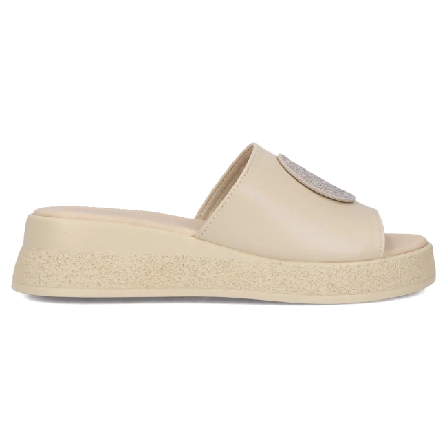 Skórzane klapki Filippo DK6987/25 BE beżowe