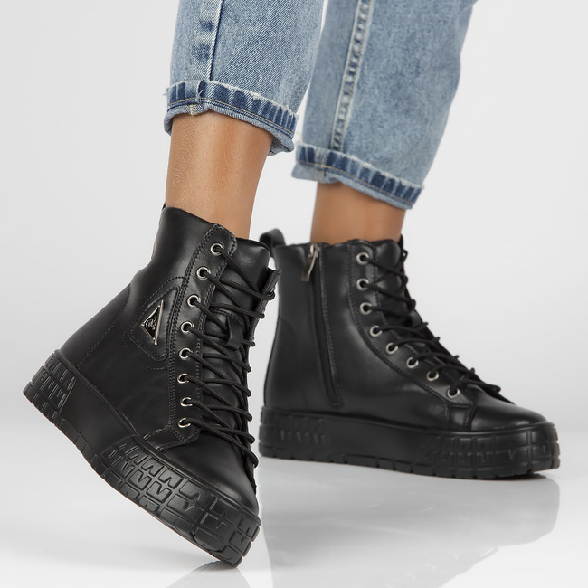 Skórzane trzewiki Filippo DBT3951/22 BK czarne