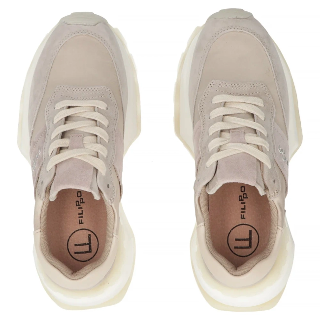 Skórzane sneakersy na platformie Filippo DP7545/26 BE beżowe