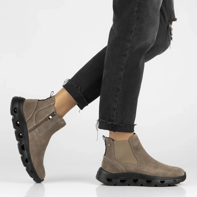 Skórzane botki na platformie Filippo DBT6346/24 TP taupe