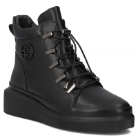Skórzane botki na platformie Filippo DBT7416/25 BK czarne