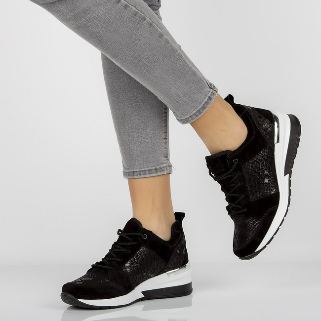 Skórzane sneakersy Filippo DP1505/20 BK czarne