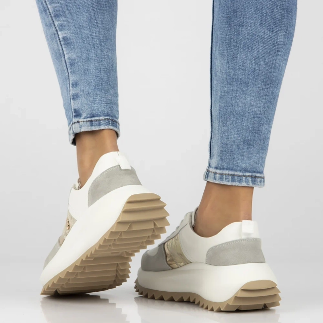 Skórzane sneakersy Filippo DP6773/25 WH GR biało szare