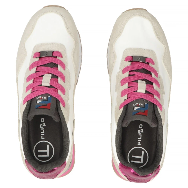 Skórzane sneakersy Filippo DP7927/26 WH FH biało-beżowe