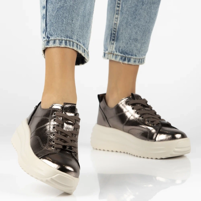 Leather sneakers Filippo DP6795/25 GN gun metal